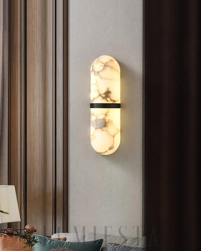 Lampa ścienna Melange Pill Alabaster w kształcie pigułki