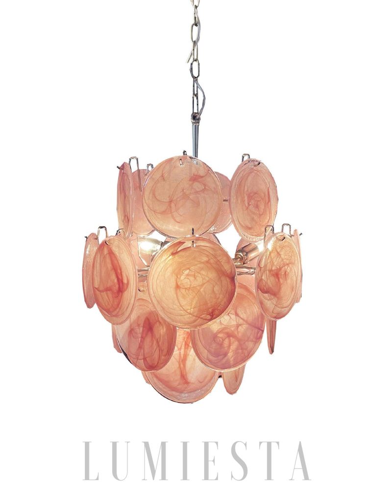 Lampa sufitowa Vintage Murano Różowy Kryształowy Żyrandol 45cm