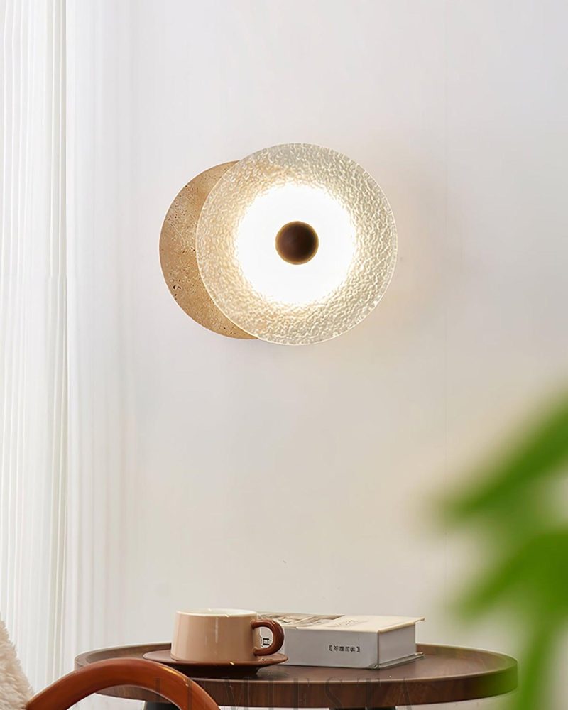 Lampa ścienna Aurora w kształcie okrągłym z travertynu 33cm