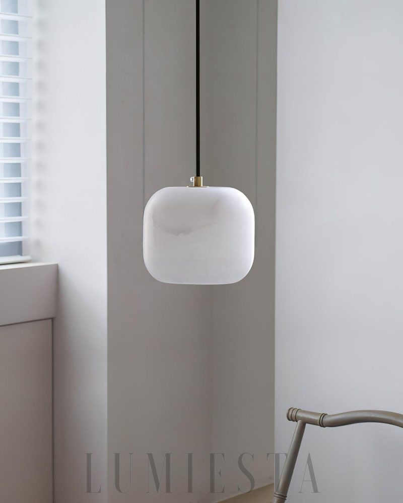 Lampa wisząca Alabaster w stylu nowoczesnym biała 12cm 15cm