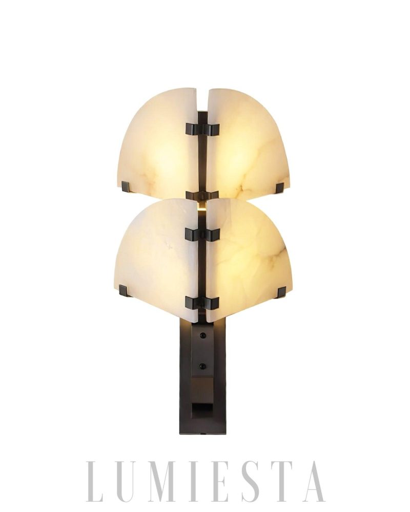 Lampa ścienna Dione z alabastru w kolorze czarnym i białym