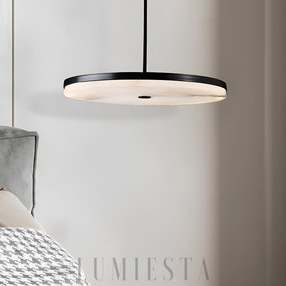 Lampa wisząca Manhattan Alabaster okrągła czarna biała 20 25 30 cm