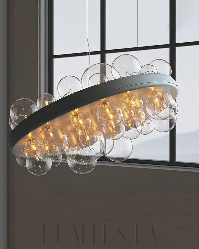 Lampa sufitowa Gienah z 46 kulkami Biała i Przezroczysta 60cm