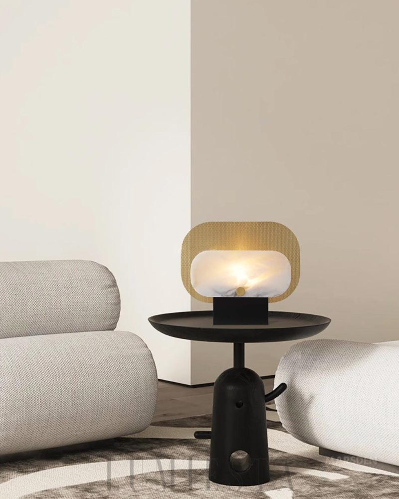 Lampa Stołowa Alabaster Nowoczesna Altai Czarna Biała Złota