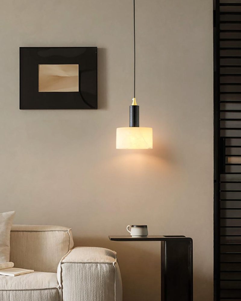 Nowoczesna wisząca lampa cylindryczna z alabastru 16cm
