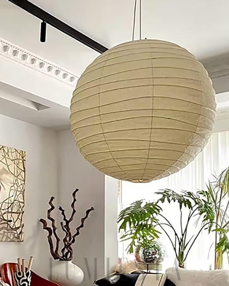 Lampa wisząca Akari 100D okrągła z papieru mulberry biała