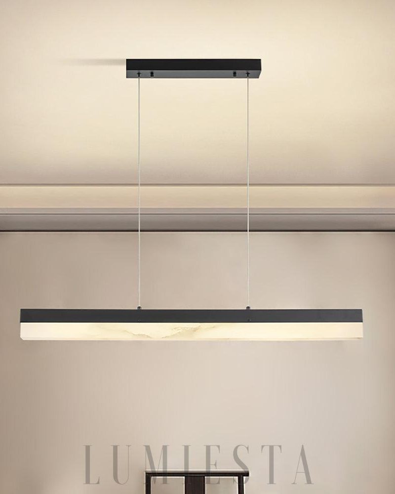 Lampa wisząca prostokątna Alabaster w kolorze złotym i białym