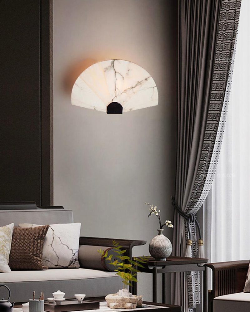 Lampa Ścienna Alabastrowa w Kształcie Wachlarza 35cm