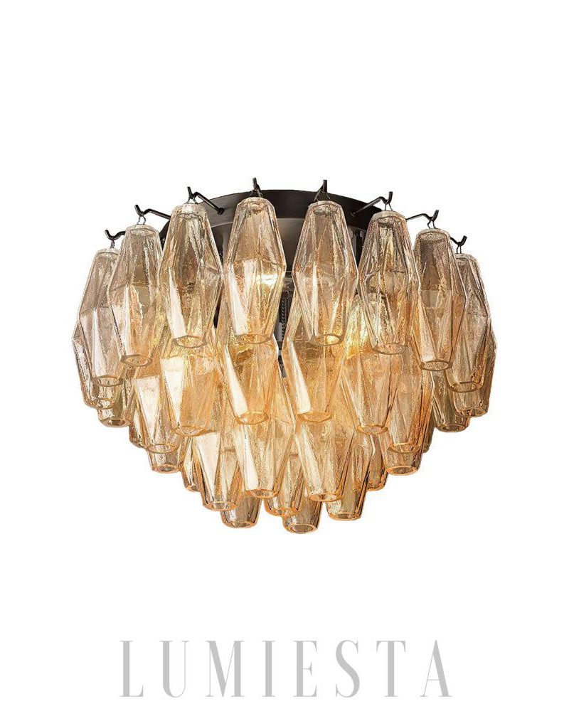 Lampa sufitowa Chara Glass 17 przezroczysta mosiężna stylowa