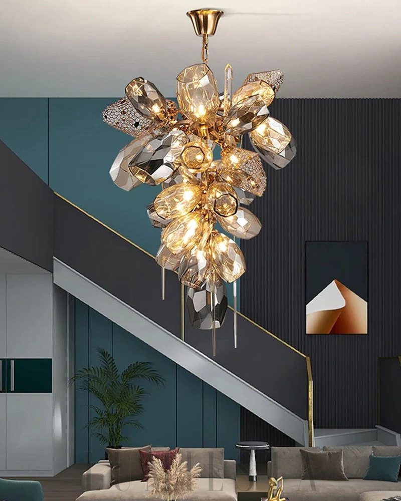 Lampa wisząca Britannica Chandelier w stylu nowoczesnym złoty szary