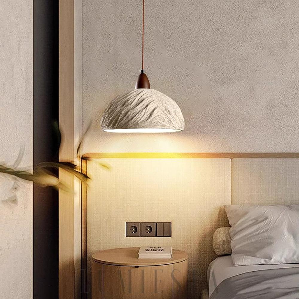 Lampa wisząca retro z cementu okrągła beżowa 28cm
