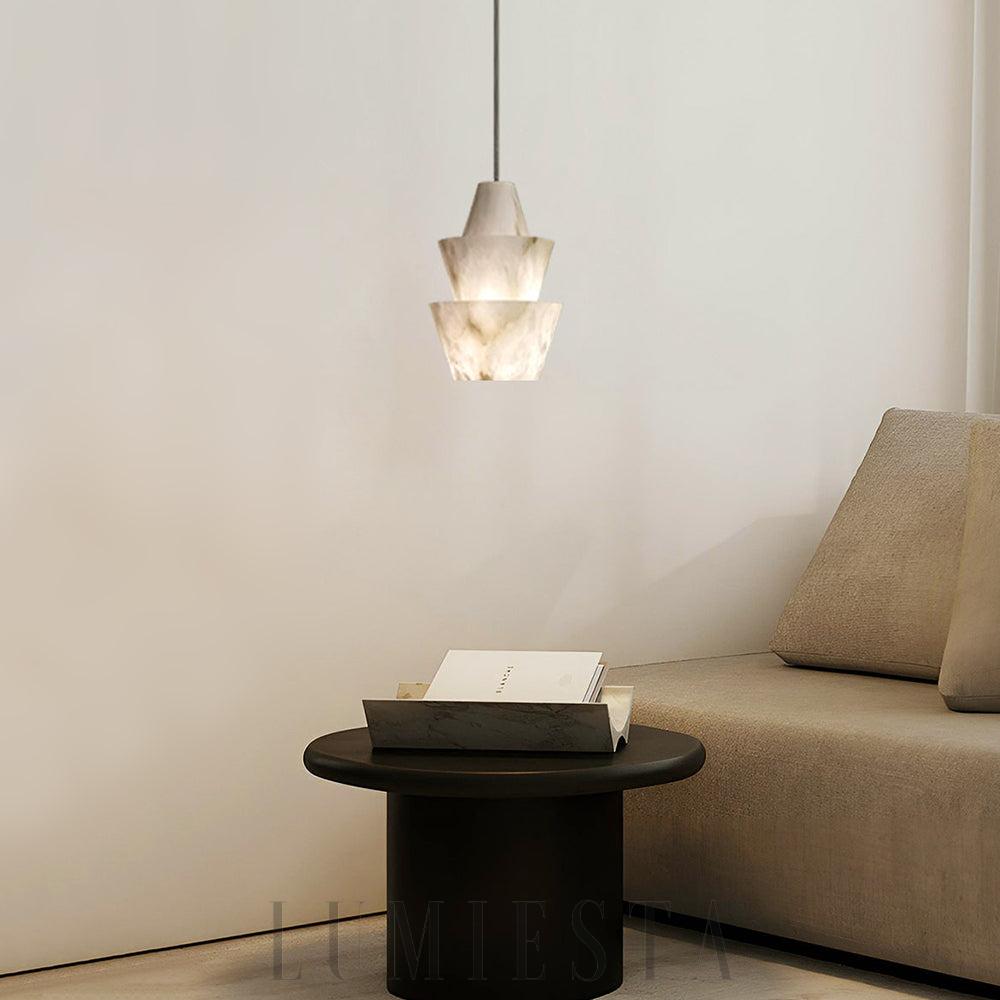 Lampa wisząca koniczna z alabastru nowoczesny design 15cm