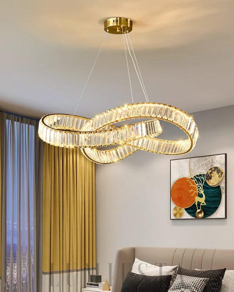 Luminosa - lampa wisząca okrągła ze złotymi kryształami