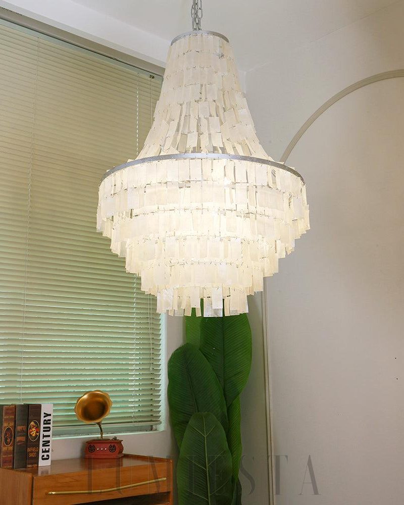 Lampa wisząca Boho z naturalnych muszli Capiz 45cm 65cm