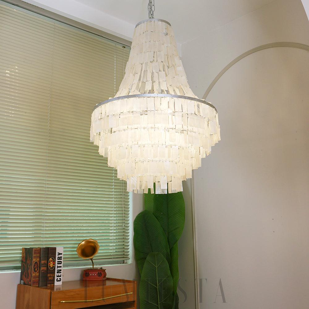 Lampa wisząca Boho z naturalnych muszli Capiz 45cm 65cm