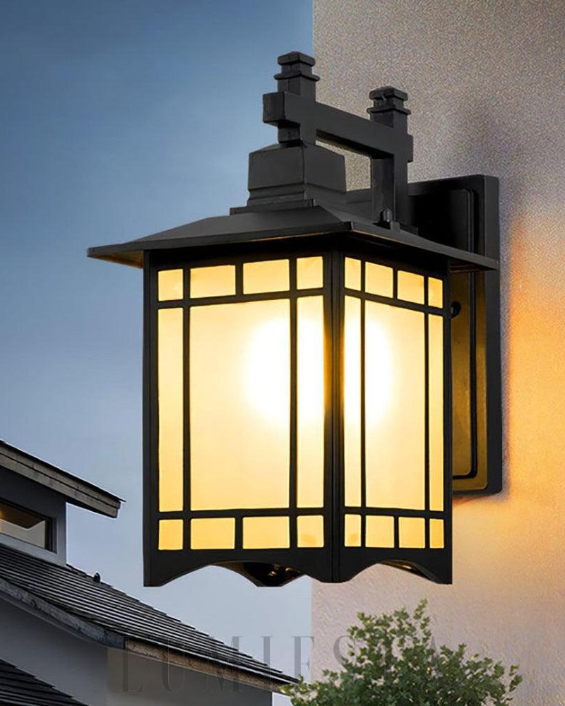 Lampa ścienna zewnętrzna Pavilion w kształcie domu czarna brązowa