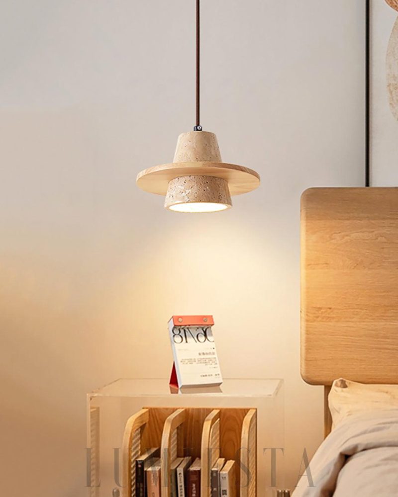 Lampa wisząca Conical z trawertynu w stylu vintage 20cm