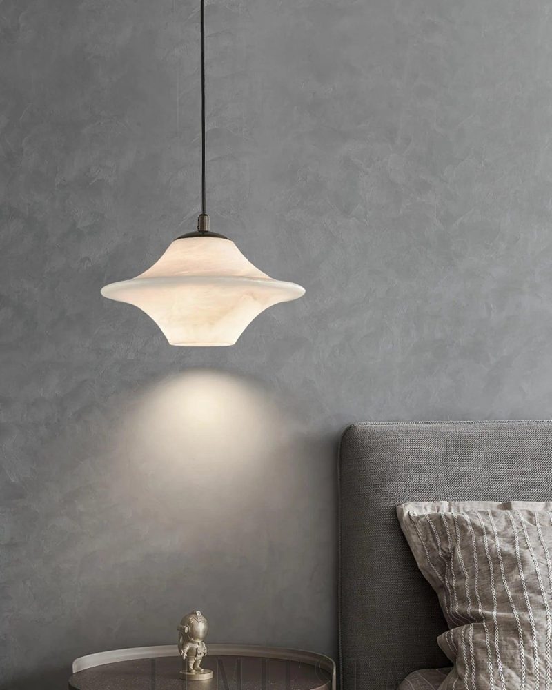 Luksusowa wisząca lampa alabastrowa w kształcie talerza 22cm