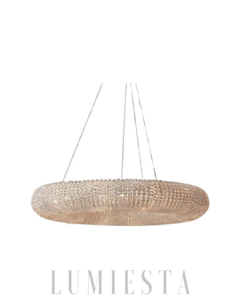 Przydymiony okrągły żyrandol LED z kryształem 150cm