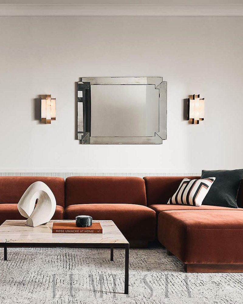 Lampa Ścienna Alabaster Kamila Prostokątna Biała i Czarna