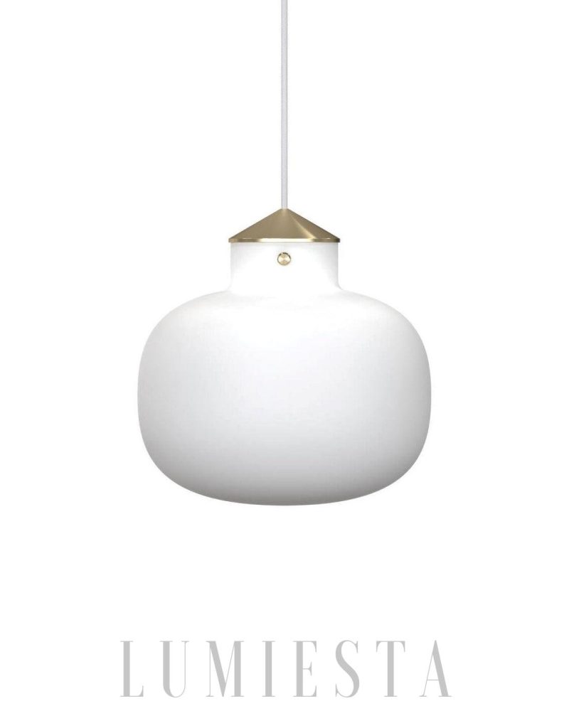 Lampa wisząca Raito Biała kula szklana 30cm elegancja do wnętrz