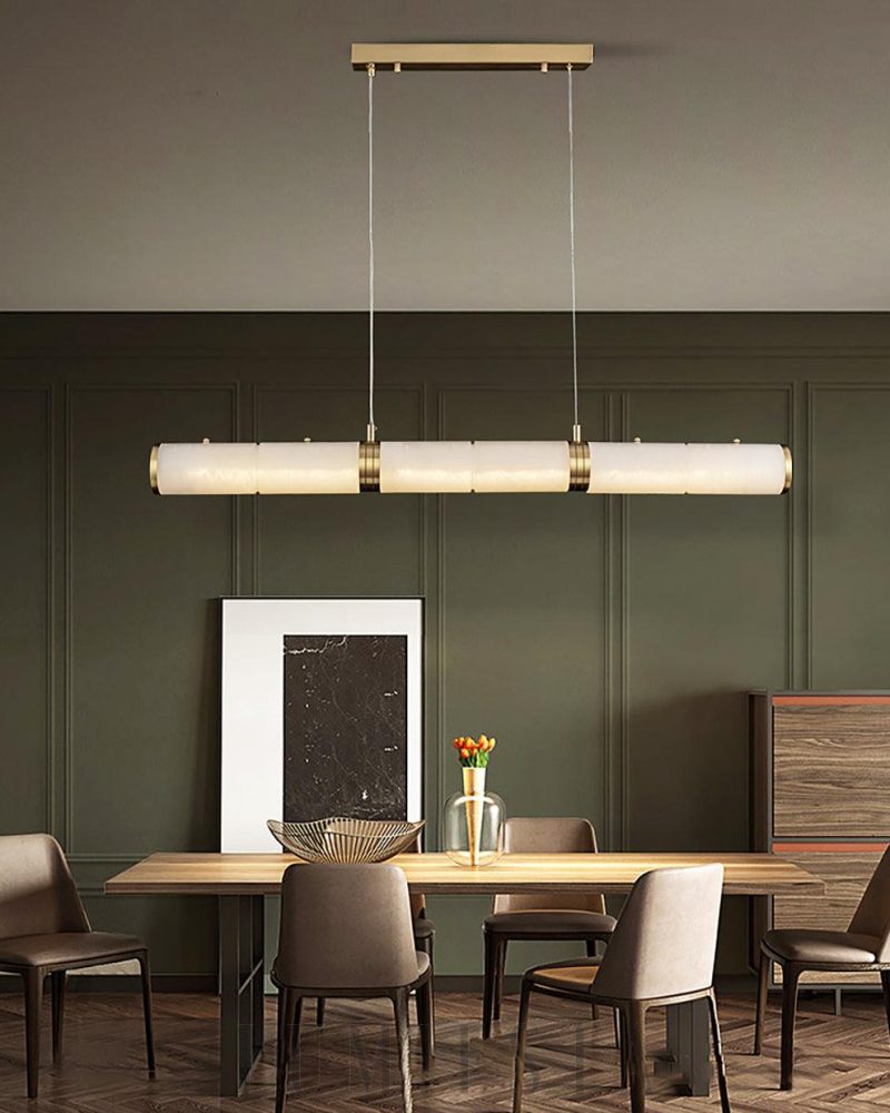 Lampa wisząca cylindryczna alabastrowa w białym kolorze