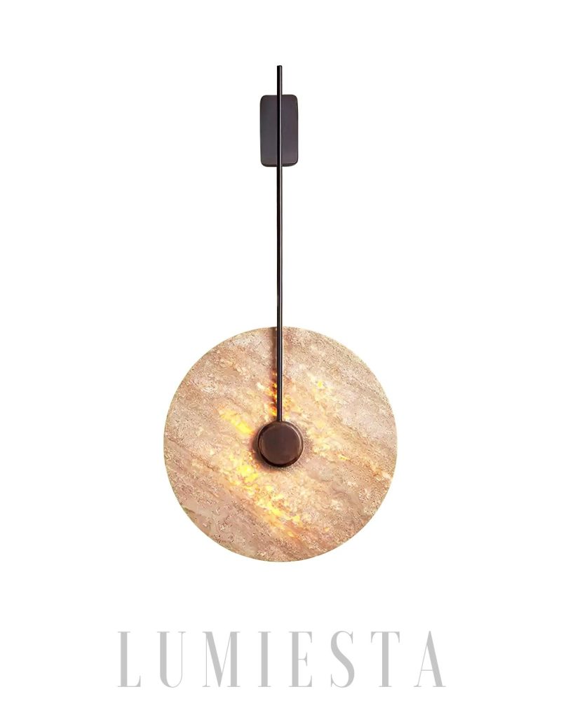 Lampa Ścienna Travertynowa Dysk Ciepła i Zimna Barwa 30cm