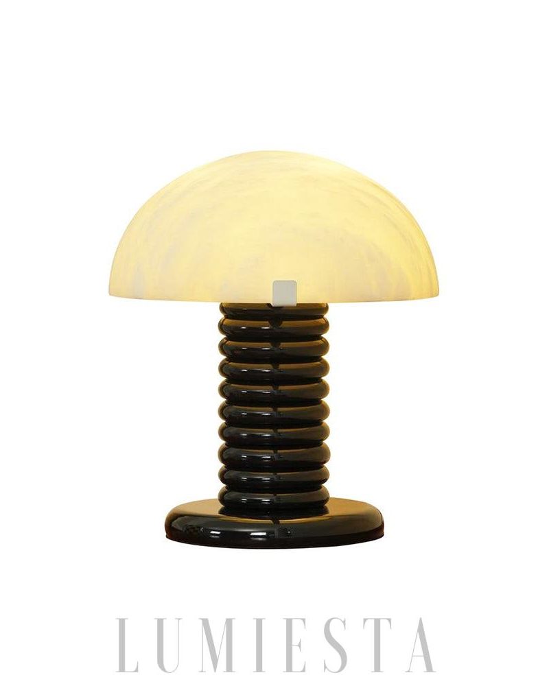 Nowoczesna lampa stołowa Alabaster z czarną podstawą 30cm
