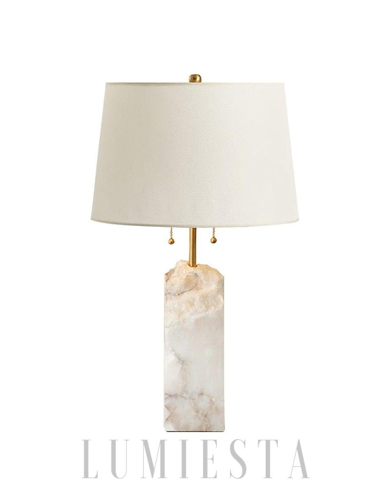 Lampa stołowa Alabaster w stylu nowoczesnym biało złota 35cm
