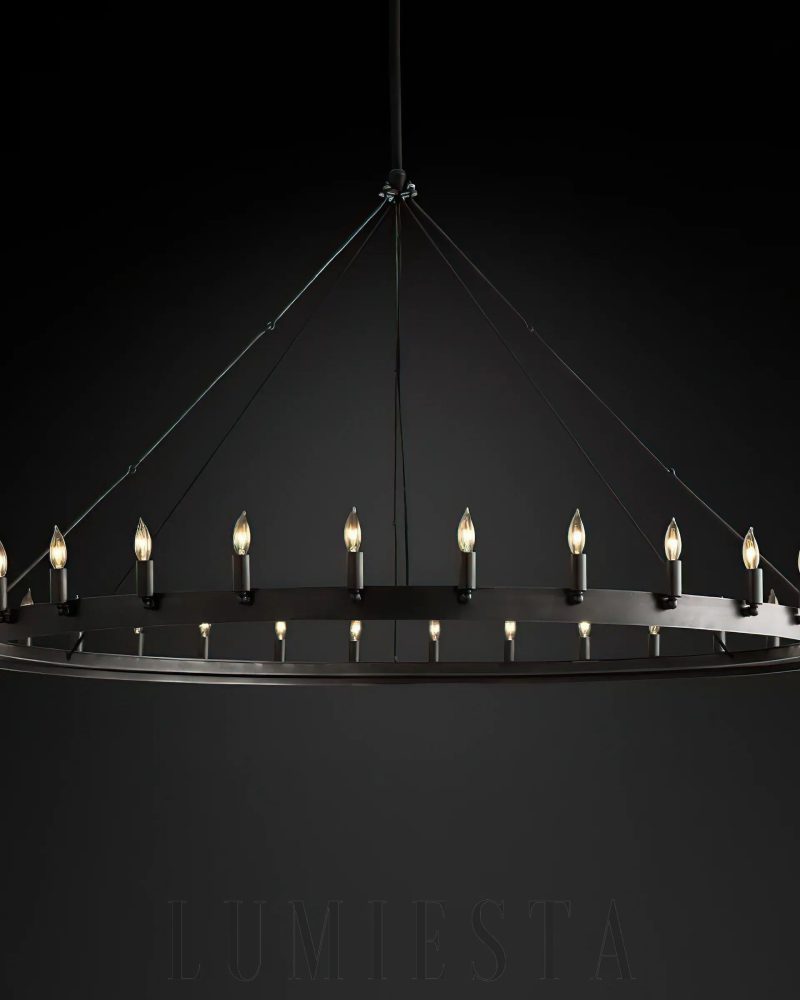 Lampa wisząca Camino Vintage żyrandol okrągły 63 cale mosiądz i czarny