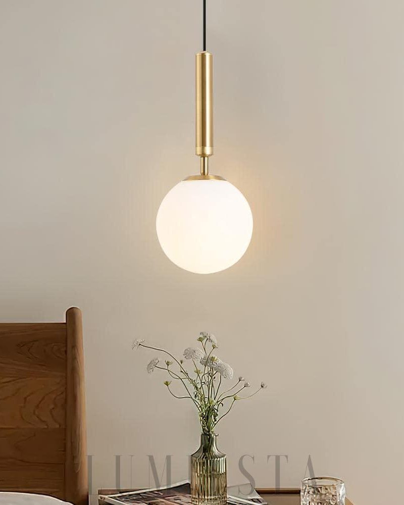 Lampa wisząca Bosso Alabaster mosiądz biały 12cm 35cm