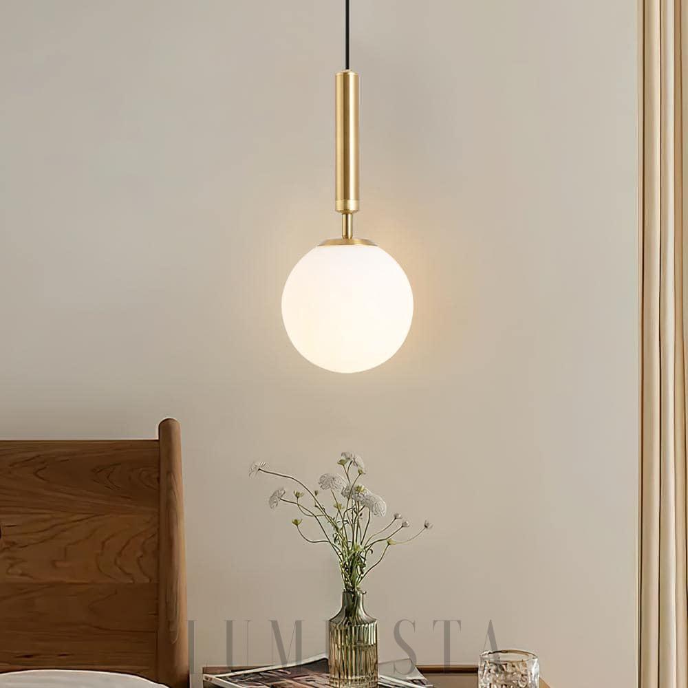 Lampa wisząca Bosso Alabaster mosiądz biały 12cm 35cm