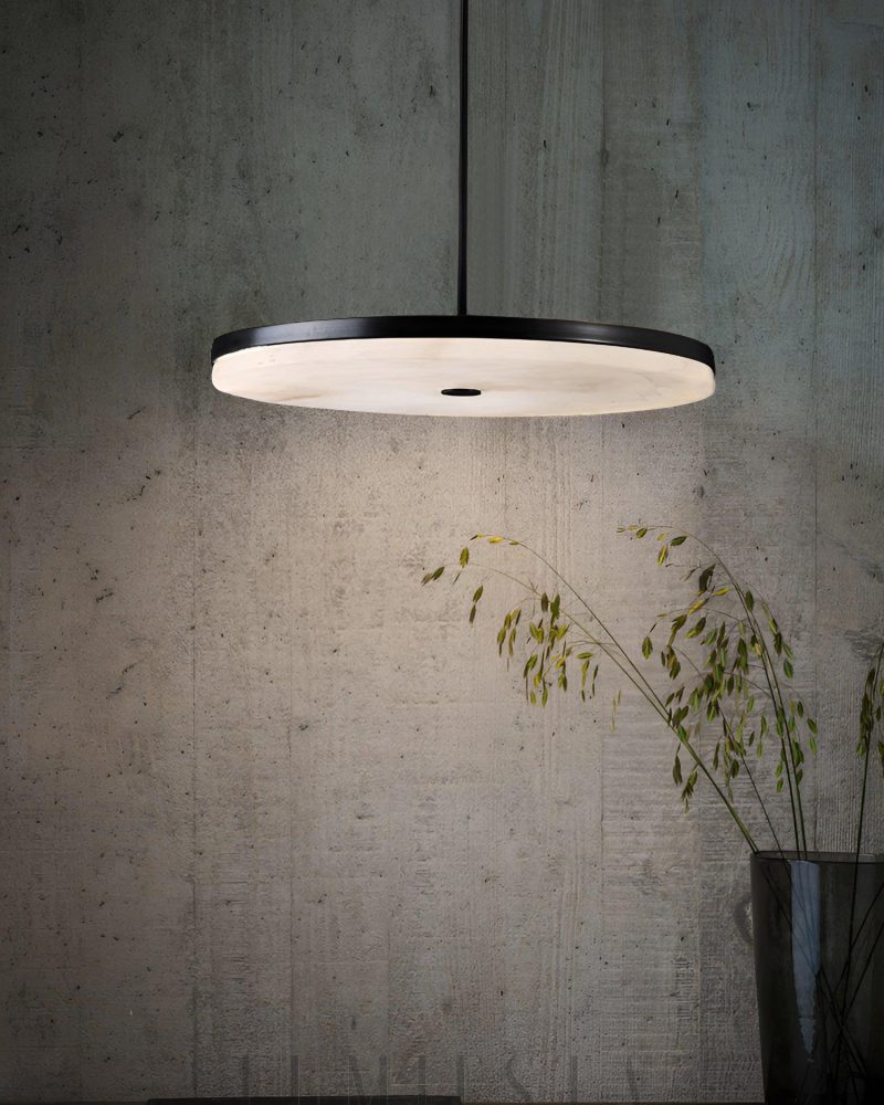 Lampa wisząca Manhattan Alabaster okrągła czarna biała 20 25 30 cm