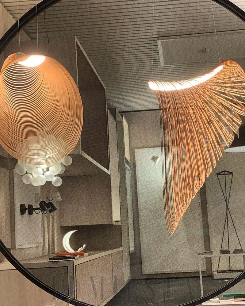 Lampa wisząca Art Float w kształcie nowoczesnej konstrukcji z drewna