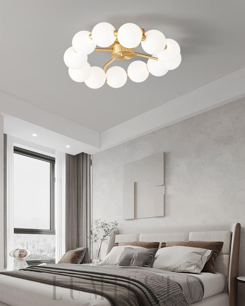 Lampa sufitowa z perłami okrągła mosiężna 51cm 65cm 80cm 96cm