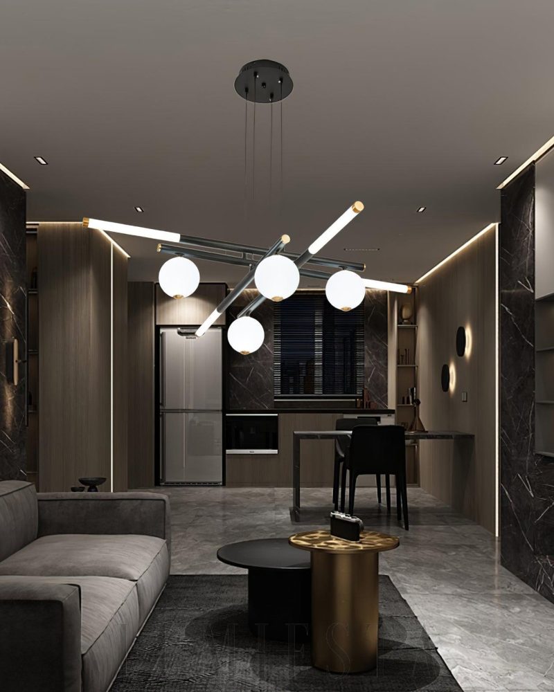 Lampa sufitowa Cellar czarna z pięcioma głowami LED