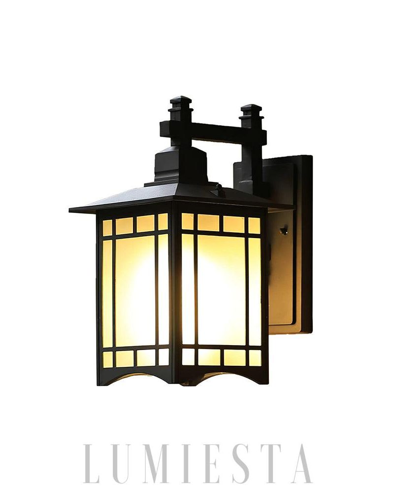Lampa ścienna zewnętrzna Pavilion w kształcie domu czarna brązowa