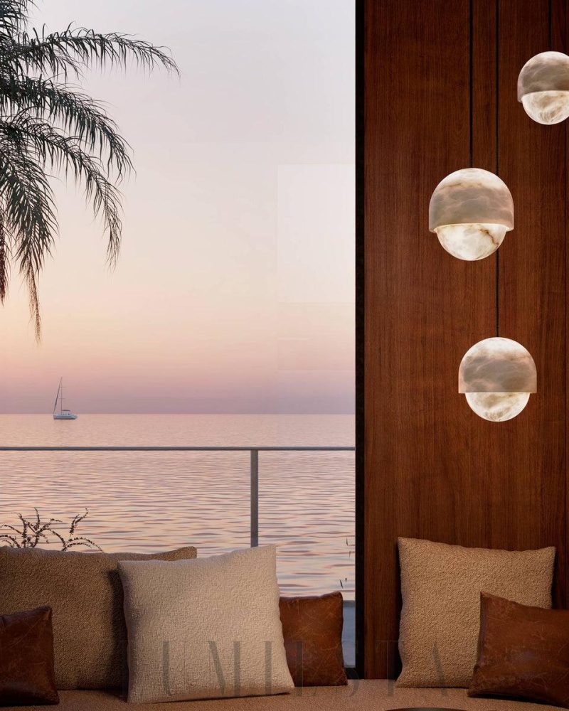 Lampa wisząca Yoko Alabaster w kształcie kuli 15cm Biała
