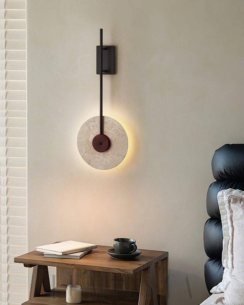 Lampa Ścienna Travertynowa Dysk Ciepła i Zimna Barwa 30cm