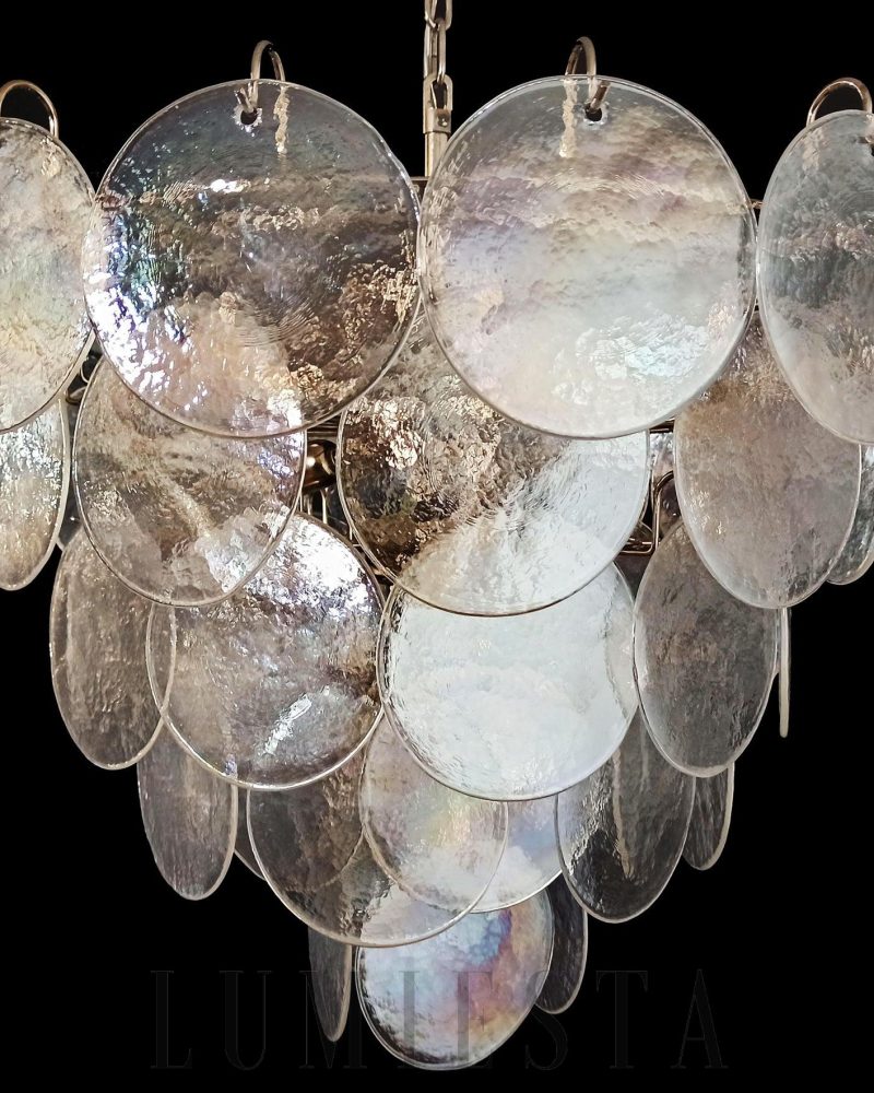 Luksusowy żyrandol Murano w kształcie dysku iryzujący 70cm