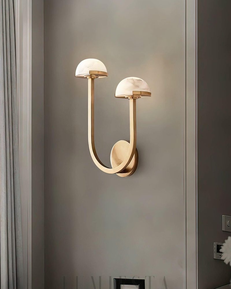 Lampa ścienna Alabaster w kształcie grzyba złota i biała