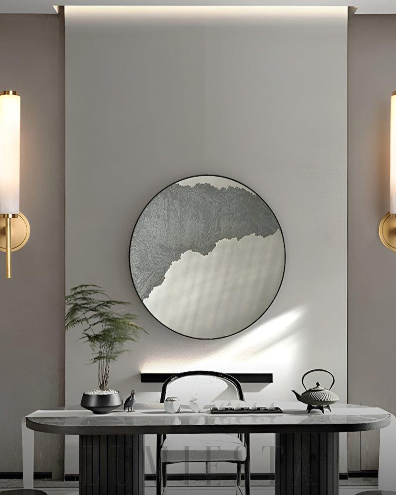 Lampa ścienna Brindisi Alabaster w stylu świecy biała złota