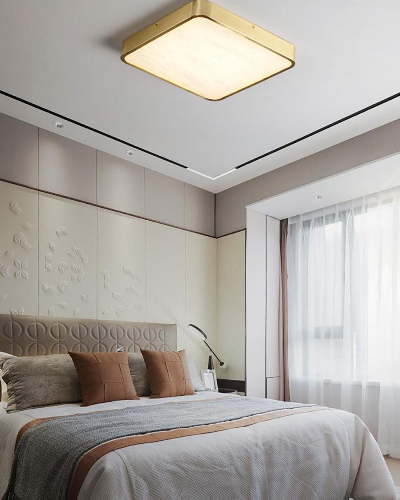 Lampa sufitowa geometrczna z alabastru w kolorze białym