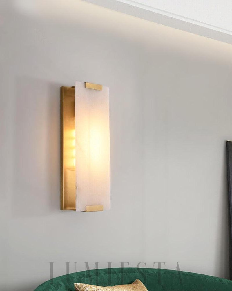 Lampa ścienna Alabaster Roux styl retro mosiądz biały czarny