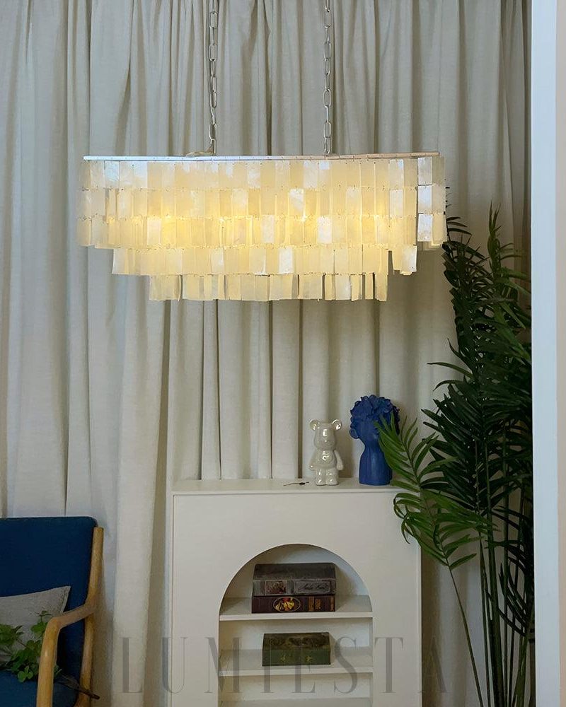 Lampa wisząca Skye prostokątna z naturalnych muszli 80cm 120cm