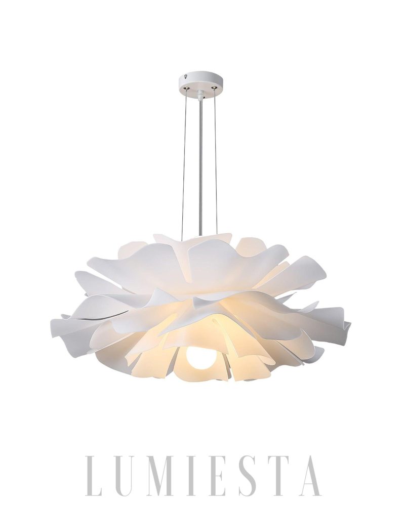 Lampa wisząca w kształcie kwiatu lotosu w kolorze białym