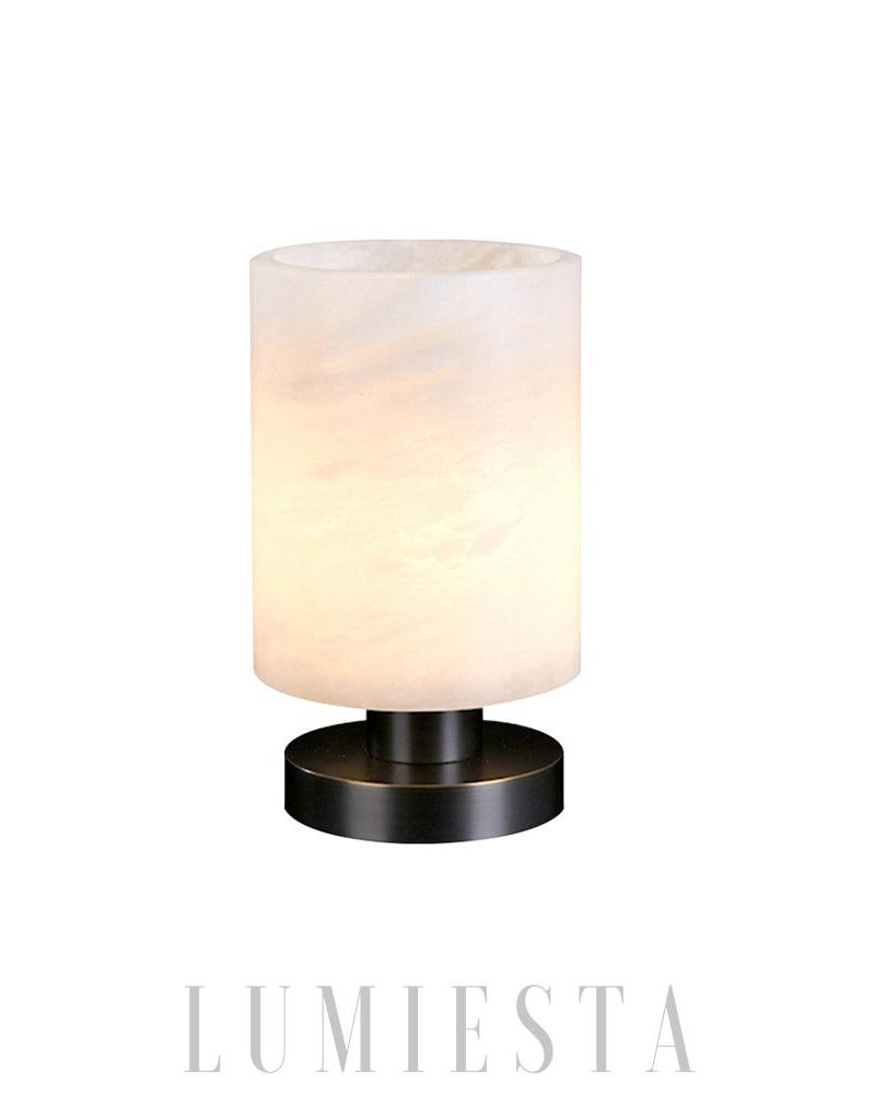 Lampka stołowa LED z marmurowym kloszem czarna biała 14cm