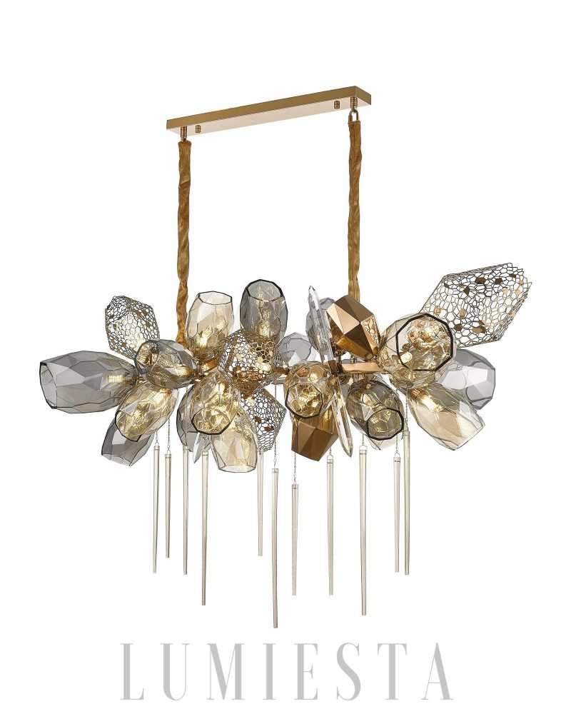Lampa wisząca Britannica Chandelier w stylu nowoczesnym złoty szary