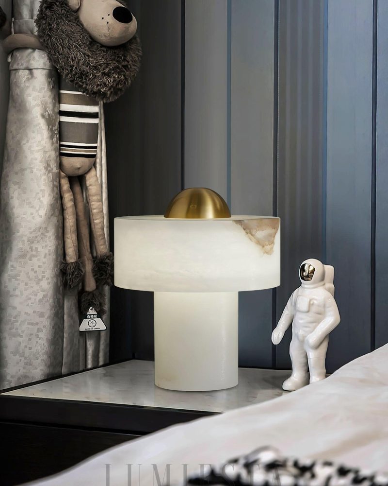 Lampa stołowa z alabastru w białym kolorze 25cm nowoczesny styl