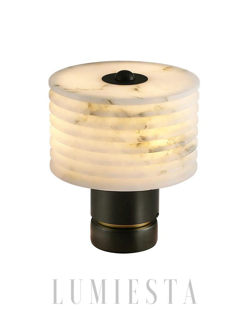 Lampa Stołowa Alabaster Outela Mosiądz Stylowa Czarna i Biała